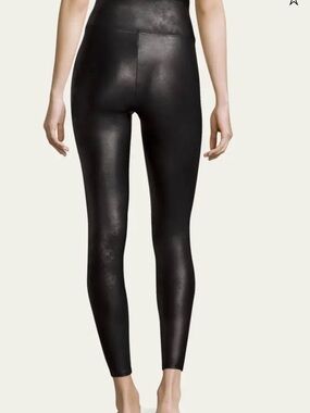SPANX High-Waist Black Leather-like with fleece lining Leggings XL NWT $98